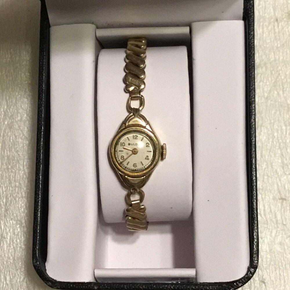 Vintage Bulova 10K rolled gold plate lady's watch w/ 1/20 12K gf band